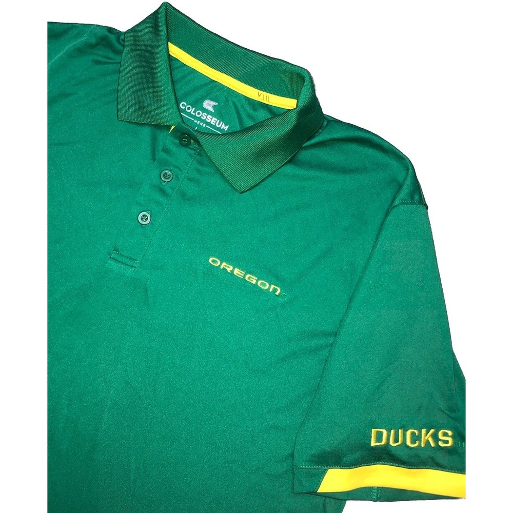 Colosseum OREGON DUCKS Polo Shirt Men's L‎ Green Yellow NCAA